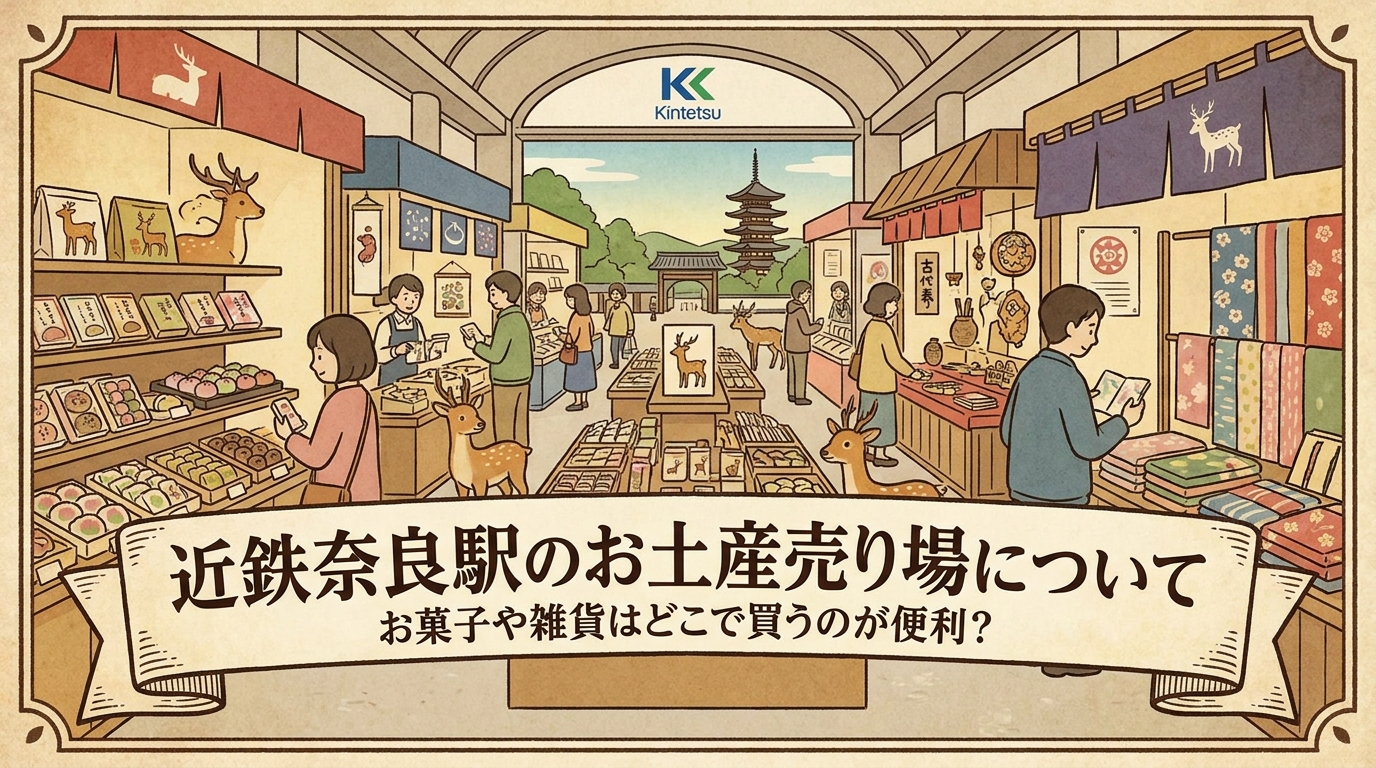 近鉄奈良駅のお土産売り場について、お菓子や雑貨はどこで買うのが便利？